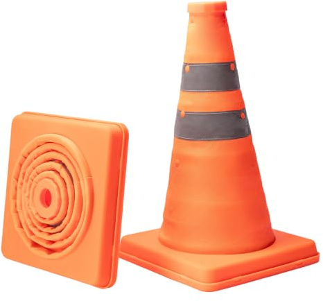 OFFIXYMERIC 2 Pack 30cm Reflective Collapsible Traffic Cones – Portable Orange Safety Cones for Roadside Safety, Learner Driver Practice, Emergency Breakdowns