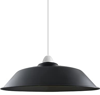 Abat-jour en métal pour salon, de plafond de 26 cm, abat-jour facile à installer pour abat-jour industriel, chambre à coucher, cuisine, bureau(Noir)