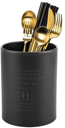 HERCHR Portautensili da Cucina di Rotondo, Portaoggetti in Acciaio Inossidabile, Portaposate Bacchette Cucchiaio Forchetta, Multifunzionale Metallo Pratico Funzionale Organizer per Piano di Lavoro