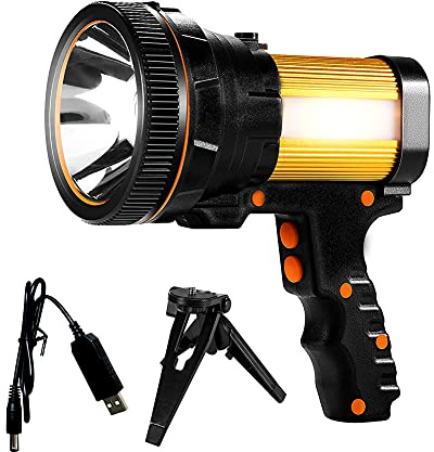 AF-WAN Kraftfull uppladdningsbar ficklampa superljus stor ficklampa 6 000 lumen LED-ficklampa, 5 lägen utomhus söklampa handhållen spotlight för camping vandring fiske