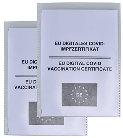 orgaexpert 2er Set Schutzhülle DinA6-115 x 160mm für COVID Impfzertifikat/Alten Impfpass - Made in Germany - dokumentenecht - transparent Hülle Etui Umschlaghülle