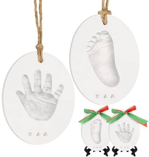 KeaBabies Set di impronte di mani e piedi del bambino - Kit di impronte per neonati maschi e femmine, Set di ornamenti personalizzati con impronta del piede del bambino (Multi Colored)