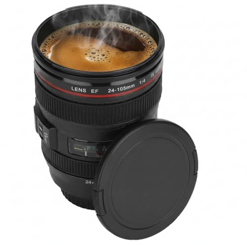 400ml Camera Lens Coffee Mug, Novelty Coffee Cup with Lid, Fun Photo ABS Lens Mug, Unique Birthday Xmas Gifts for Photographers, Photography Enthusiasts, Desktop Decoration