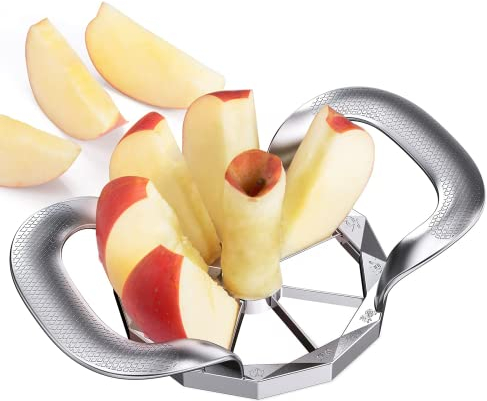 Cortador de manzanas, de acero inoxidable con 8 cuchillas y mango ergonómico antideslizante, separador de manzanas, deshuesador de manzanas, pelador de manzana, cortador de manzana