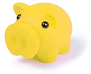 Salvadanaio porcellino con morbido corpo di finitura in gomma dai colori vivi. Salvadanaio originale piccolo con tappo salvadanaio da viaggio leggero e resistente (giallo)