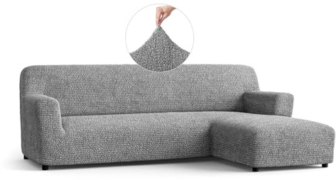 PAULATO - Bezug für Sofas mit rechter Halbinsel (gesehen von vorne), Sofabezug für Ecksofa in L-Form aus Stretch-Mikrofaser, kratzfestes und maschinenwaschbares Gewebe, Made in Italy - Esche