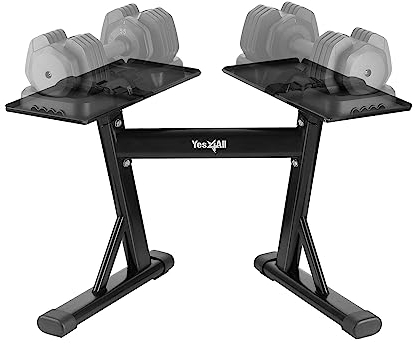 Yes4All Ständer für verstellbare Hanteln bis zu 72,6 kg – Spotter-Ständer, Gestell und Gewichtsständer mit Gurt für Komfort, Sicherheit und einfache Lagerung – Verwendung mit erweiterbaren Hanteln