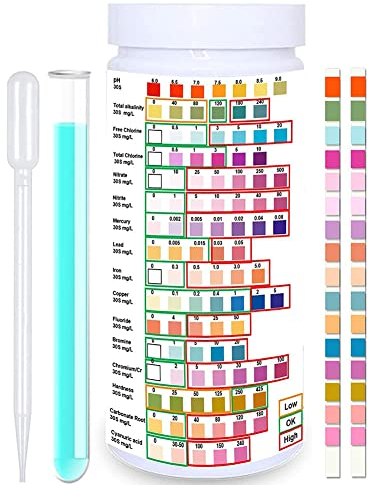 Trinkwasser-Testkit, 16 in 1 Brunnen- und Leitungswasser und Trinkwasser-Testkits mit Röhrchen und Tropfer für Härte PH Fluorid Blei Nitrat (100)