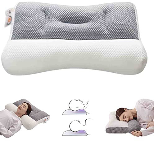 FJAUOQ Oreiller Super Ergonomique Oreiller OrthopéDique Contour Oreiller Lit Grande Taille Oreiller Contour Cervical Oreiller Soutien du Cou pour Les Douleurs Au Cou Et Aux éPaules,Blanc,40x60cm