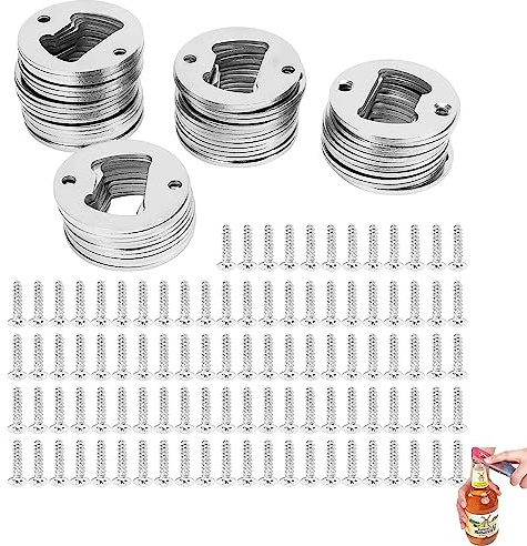 Smallterm Flaschenöffner Rohling, 50 Stück mit Löchern Bieröffner Rund DIY Kit für Küche, Bar und Restaurant (Silber)