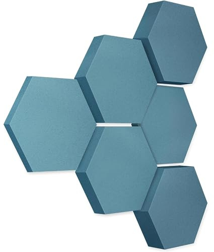 platino24 Akustikpaneele 6 Elemente Edition LOFT 3D I Ø 300mm Akustikplatten Schalldämmung Wand & Decke I Akustikschaum Schall-Absorber aus Basotect 30-70mm mit Akustikbeschichtung Farbe: Maritim