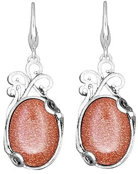 Ohrringe Hängend,Vintage Ovale Filigrane Anhänger Ohrhänger Mit Haken Goldfarbene Sandstein Tropfenohrringe Antike Barock Stil Edelstein Schmuck für Frauen Und Mädchen Ge