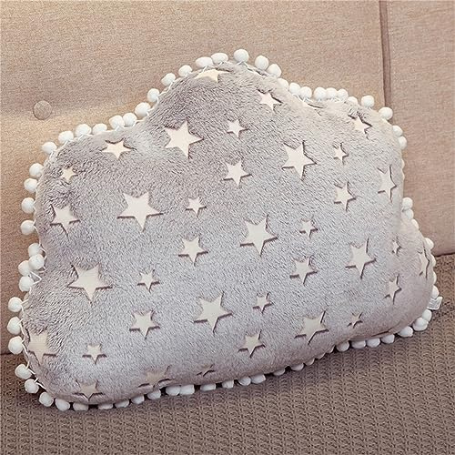 Sarah Duke Kuschelkissen Kinder Wolken Stern Mond Kissen Plüschkissen Weiches Flauschiges Kopfkissen Leuchtende Kissen 40cm Pillow Zierkissen Sofakissen für Kinderzimmer Decor (Wolken)