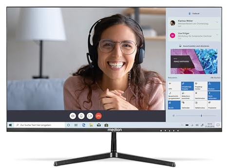 MEDION P52424 (MD 20152) Monitor Widescreen Full HD da 60,5 cm (24 pollici) (FHD, HDR10, 16:9, HDMI, Displayport, VGA, anti-sfarfallio, anti-riflesso, anti-luce blu, menu multilingue) nero