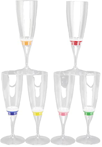 HERCHR Confezione da 6 Calici Da Champagne Luminosi, Calici Da Champagne a LED Con Luce Attivata Da Acqua E Liquidi, Coppe Da Vino Da Cocktail Luminosi a LED, Plastico Bicchieri per bere Illuminati