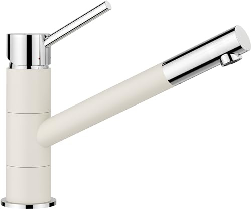 BLANCO KANO | Küchenarmatur in softweiß/chrom | Hochdruck | [5,5x26,3x19,1 cm] | Gesicherte Wasserqualität & wassersparend | Rückflussverhinderer | Keramik Kartusche