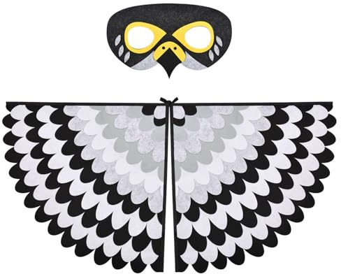 URAQT Alas Disfraz Pajaro Niño, 2pcs Disfraces Niña y Niños con Mascara y Alas de Pájaros, Capa Disfraz Pajaros de Fieltro de 3 a 8 Años, Ropa Carnaval Niña Niño para Halloween Navidad Cosplay Fiesta