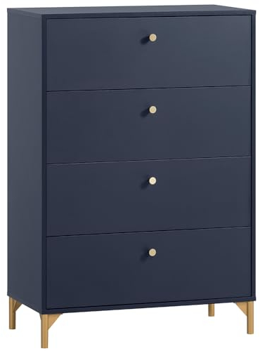 Lomadox Schubladenkommode Kommode mit 4 Schubladen, 80cm breit, blau