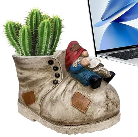 Fioriera per piante grasse a forma di stivale da cowboy, vaso per fiori e scarpe da cowboy, gnomi con foro di drenaggio, contenitore vintage per piantare cactus