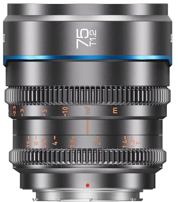 SIRUI Night Walker 75mm T1.2 S35 Objectif Cine, Manual Lens Focale Fixe, Compact et léger, vlogging, Portrait, pour Monture E, A7CII, A7IV, A7RV, ZV-E1, ZV-E10, FX30, Gris métal