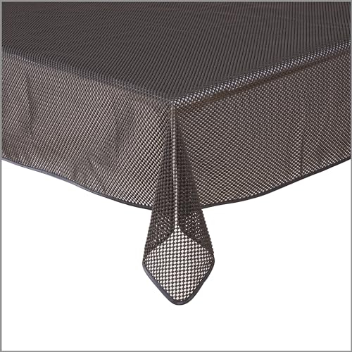Tischdecke Gartentischdecke Karo Anthrazit 160 cm rund Outdoor Weichschaum PVC Terrasse Garten rutschfest wetterfest