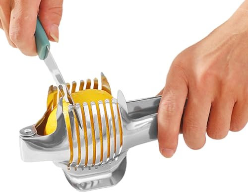 Cortadora de limón - Cortador de frutas portátil de acero inoxidable, para cortar huevos | tomate, , fruta, cebolla, molino, pinza de guía, utensilios de cocina po