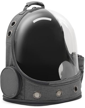 PJDDP Grau,Katzenrucksack Haustier Raumkapsel, Katzen Hunde Rucksack Transparent Atmungsaktive Katzentransportbox, Für Haustiere Katzen Transporttasche Katzen Rucksack Für Wandern Und Camping