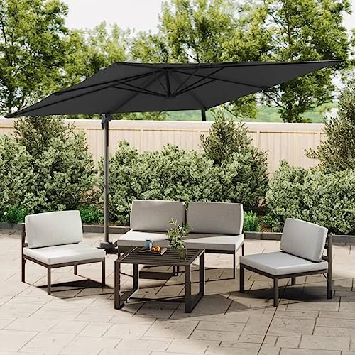 LXYZWRW Furniture select-LED Cantilever Garden Parasol Black 400x300 cm