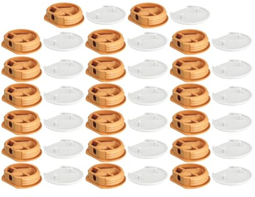 cyclingcolors 20x Ferrure d'assemblage beige avec cache en plastique idéal caravane bateaux vans camping-cars camions aménagés Connecteur Fixation Meuble Cuisine, capuchon blanc