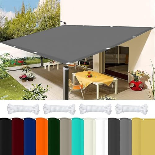 Pali per vela ombreggiante, 1,7 x 10 m, resistente al vento, per patio, giardino, feste, parasole con corda inclusa, grigio chiaro, 1,7 x 10 m