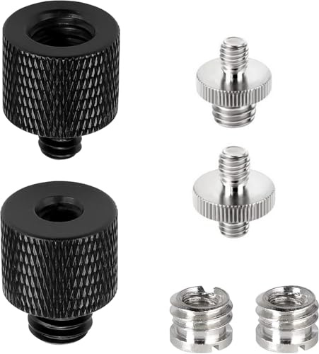 Flycppo 6 Stück Kamera Schrauben Adapter Set,3/8 auf 1/4 Gewindeadapter,3/8 auf 1/4 Stecker,Mikrofonständer Adapter für Kugelkopf,Kamera Stative,Einbeinstativ
