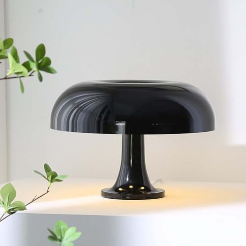LOGT Pilz Tischlampe LED Innen Pilz Lampe mit Kabel Schalter Tischleuchte Dimmbar Nachttischlampe Schwarze Vintage Tisch Lampe Mushroom Deko Schreibtischlampe Runde 3 Helligkeitsstufen,B