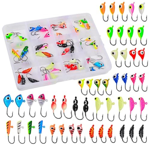 Isfiske lockar, isfiske jiggar - Bass Tackle Set,Vinterisfiske krokar lockar tackla växelbad för toppvatten saltvatten walleye crappie panfish öring