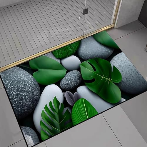 Tapis De Bain Diatomite 50X80Cm La Pierre Grise Tapis De Douche Antidérapant Séchage Rapide,Tapis Salle De Bain Absorbant,Stone Bath Mat,Doux Microfibre