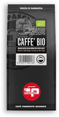 Caffè Pascucci | Caffe Miscela Macinato Bio Biologico Confezione 4x250 g Uso Caffè Filtro Americano Filter Coffee Gusto Intenso Prodotto Italiano