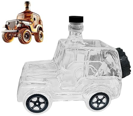 Auto Whiskey Karaffe, 350ml Dekanter aus Glas, Modellauto Design Glasflasche, Pickup-Design Auto Whisky Dekanter, Geschenk für Vater und Ehemann, Bar Dekoration (1)