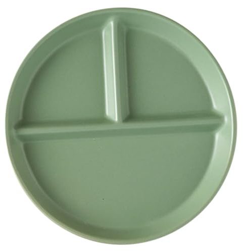 ROMISBABA Plato Dividido de Cerámica para Control de Raciones Compartimentos Plato Desayuno para Reuniones Familiares Color Verde