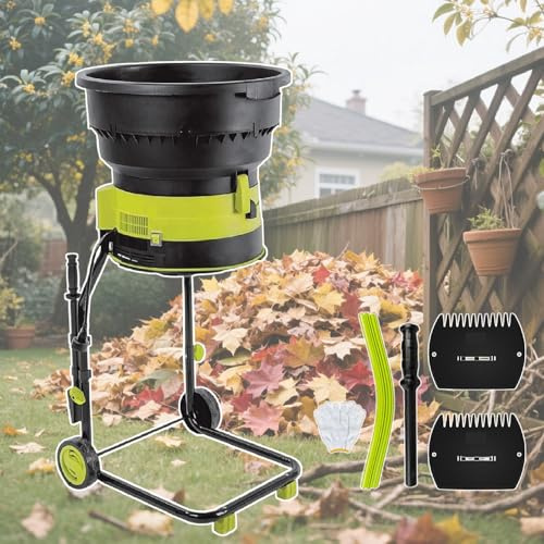 XEEAOFE Déchiqueteur/Broyeur de Feuilles sans Lame | Moteur Puissant 8000 TR/Min pour Ratio 17:1, Broyeur-Déchiqueteur Électrique Filaire pour Feuilles 20cm