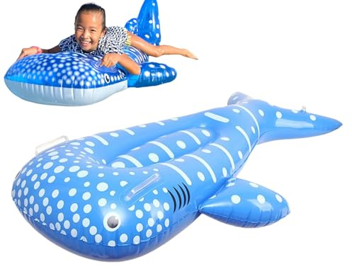 Fluant Waterboard Inflatable Carriage Mat Raft Whale Shape Pool Toy with Handles | Portable Summer Flotation Device for Lake River Celebration Accessory