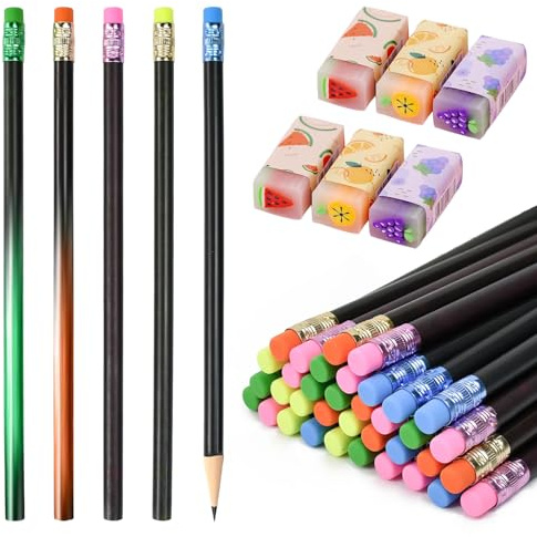 JNEYVIC 36 Stück Bleistifte Farbwechsel Stimmungsstift mit Radiergummi | Thermochrome Stifte Schwarze Tinte Holz Bleistift Hb Stimmungs Stifte Farbwechsel Stift für Geburtstag Mitgebsel Büro