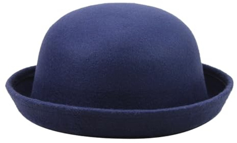 Tolospace Bowler-Derby-Hut aus künstlichem Wollfilz, für Kinder, gerollte Krempe, Fedora-Hut, klassische Derby-Hüte für Jungen und Mädchen, marineblau, Einheitsgröße