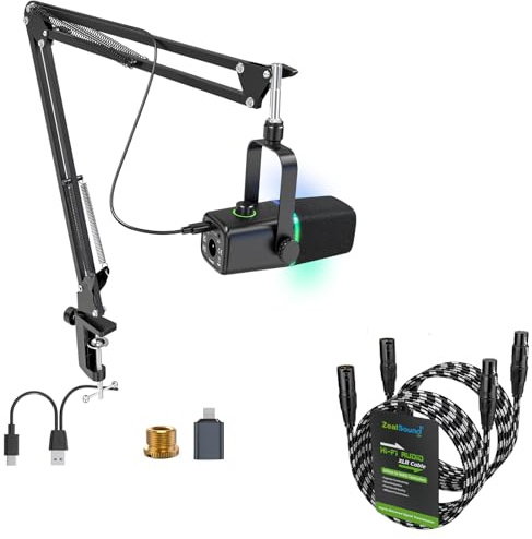 zealsound kd8s microphone with arm and c2bw3 XLR cable bundle