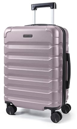 LIGHT FLIGHT Handgepäck Koffer Trolley, Erweiterbarer 55 x 38 x 22cm 360° | ABS, 4 Doppel-Rollen Silent Spinner Rädern Entspricht (vor der Erweiterung) den Standards von easyJet, Lufthansa und Condor