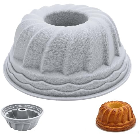Yooyan Silikongugelhupfform Ø 24 cm, Gugelhupf bakform för kakor, gugelhupf, bröd och desserter, non-stick, temperaturbeständig, lätt att rengöra för bakning (grå)