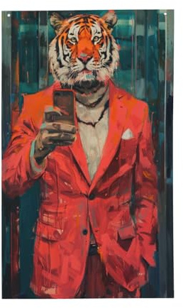 Tiger Wear A Suits In The Elevator Yard - Bandiere per la casa, 9 x 1,5 m, con occhielli, decorazioni per interni ed esterni, feste per la casa
