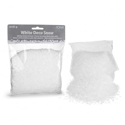 ReWu Roxan White Deco Snow Deko-Schnee ca. 85 g, weißer Kunstschnee im Polybeutel, künstlicher Schnee für Winterdeko, Weihnachtsdeko, Basteln, Tischdeko, Fensterdeko & kreative Dekoideen