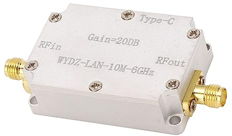 AUNMAS Amplificatore a Basso Rumore, Amplificatore RF Ad Alta planarità in Lega di Alluminio da 10 M a 6 GHz 20 DB di Guadagno SMA Femmina, Ricevitore DC5V Tipo C per l'uso del Segnale Radio FM GPS