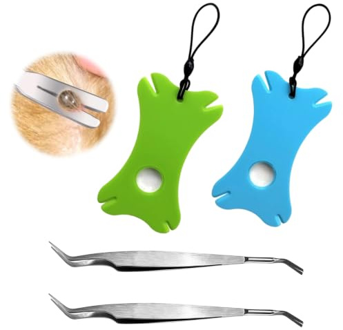 2 PCS Removedor de Garrapatas 2 en 1, 2 PCS Tarjeta de Garrapatas con Lupa