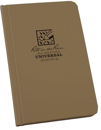 Rite in the Rain Wetterfestes Hardcover Notizbuch, 10,2 x 17,9 cm, hellbraun, universelles Muster (Nr. 970TF-M)