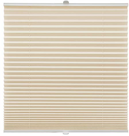 Plissee auf Maß für alle Fenster Montage Glasleiste Blickdicht mit Spannschuh Sonnenschutzrollo Hellapricot Breite: 131-140 cm, Höhe: 101-150 cm